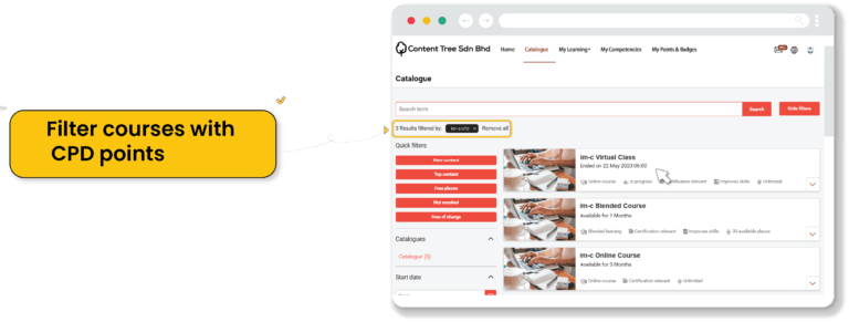 Filter courses with CPD points