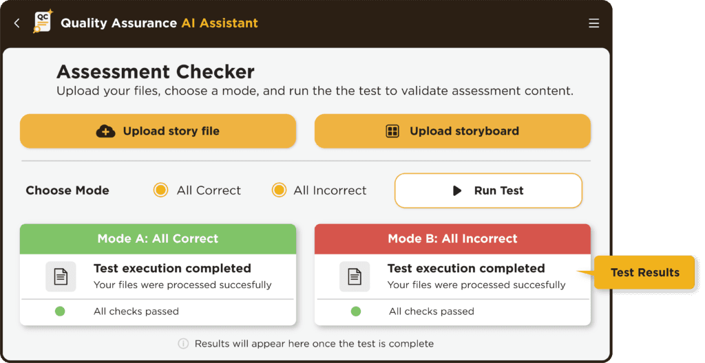 Assessment Checker Test Results